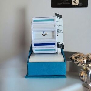 FREESTYLE The Bliss White Blue Watch Colorblock Water Resistant Elastic Band New